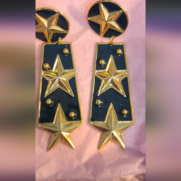 Stars pierced Earring set of 2 cream and navy very light - Picture 4 of 5